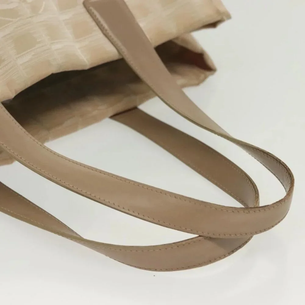 CHANEL New Travel Line Tote Bag Nylon Beige Gold CC Auth ti3356 - Picture 8 of 16